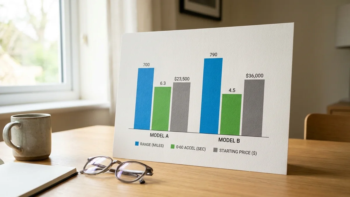 Bar chart comparing range
